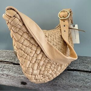 NWT Anthropologie Woven Leather Shoulder Hobo Bag Handbag!